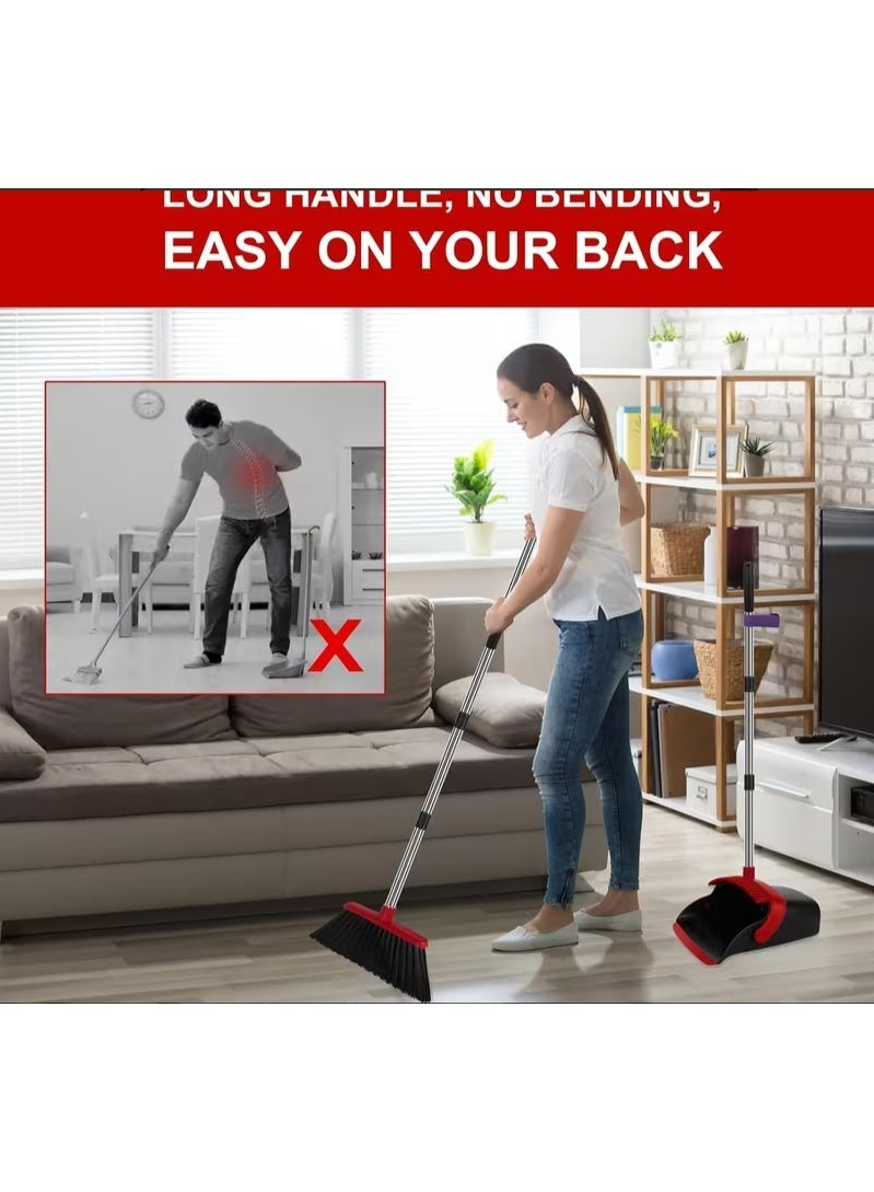 PAACHU Broom and Dustpan Set, Cleaning Supplies Broom and Dustpan Set for Home,Long Stainless Steel Handle Brooms with Upright Dustpan Combo Set for Home Office Kitchen Lobby Floor Cleaning - Image 4